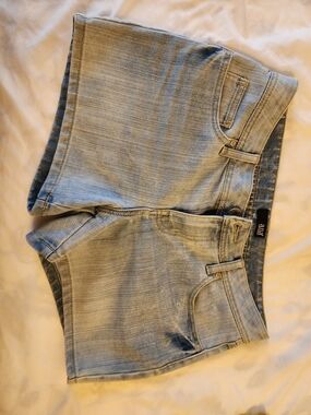 a.n.a Light Blue Denim Shorts with Gold Stitching